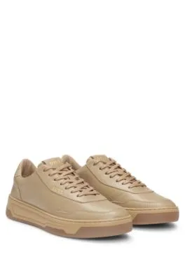 Leather trainers with padded collar