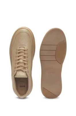 Leather trainers with padded collar