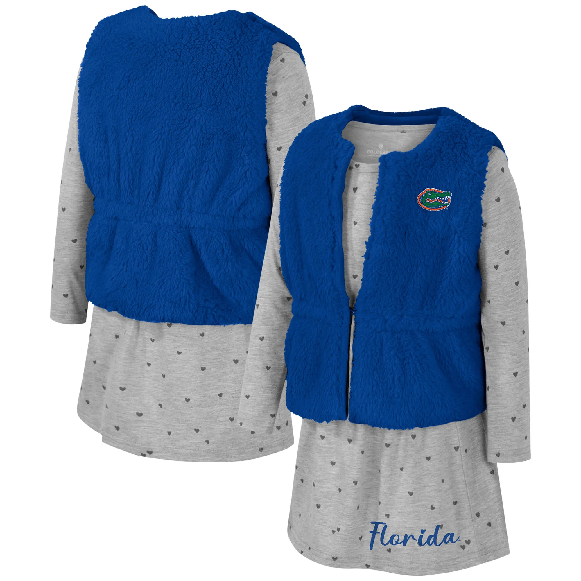 Lids Girls Toddler Colosseum Royal Florida Gators Meowing Vest & Dress Set