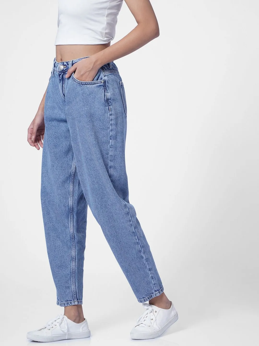 Light Blue High Rise Boyfriend Jeans for Women - ONLY