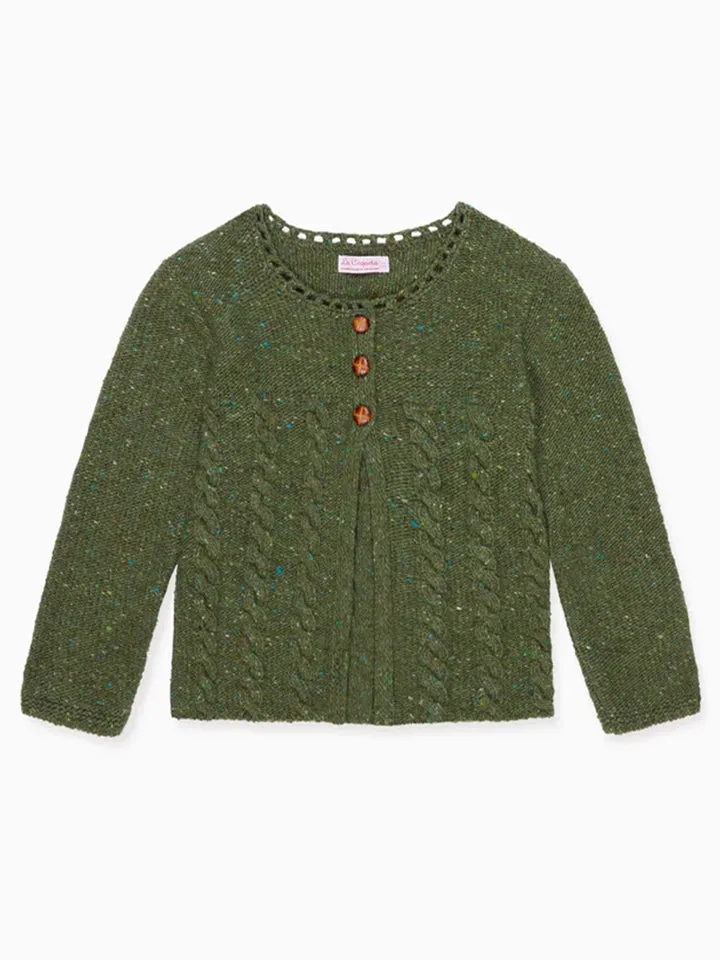 Light Olive Mela Merino Girl Cardigan