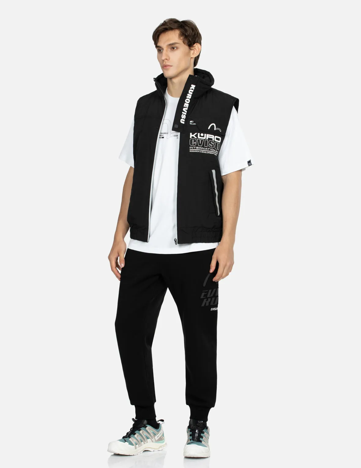 Logo Print Reflective Tapes Regular Fit Padded Vest