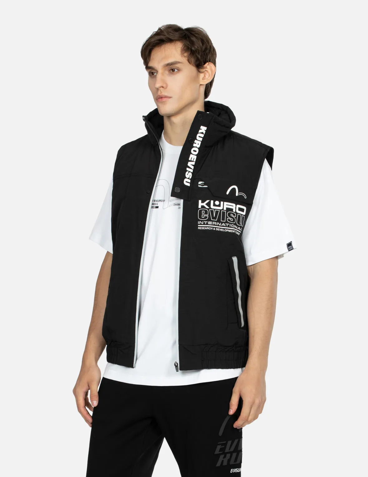 Logo Print Reflective Tapes Regular Fit Padded Vest