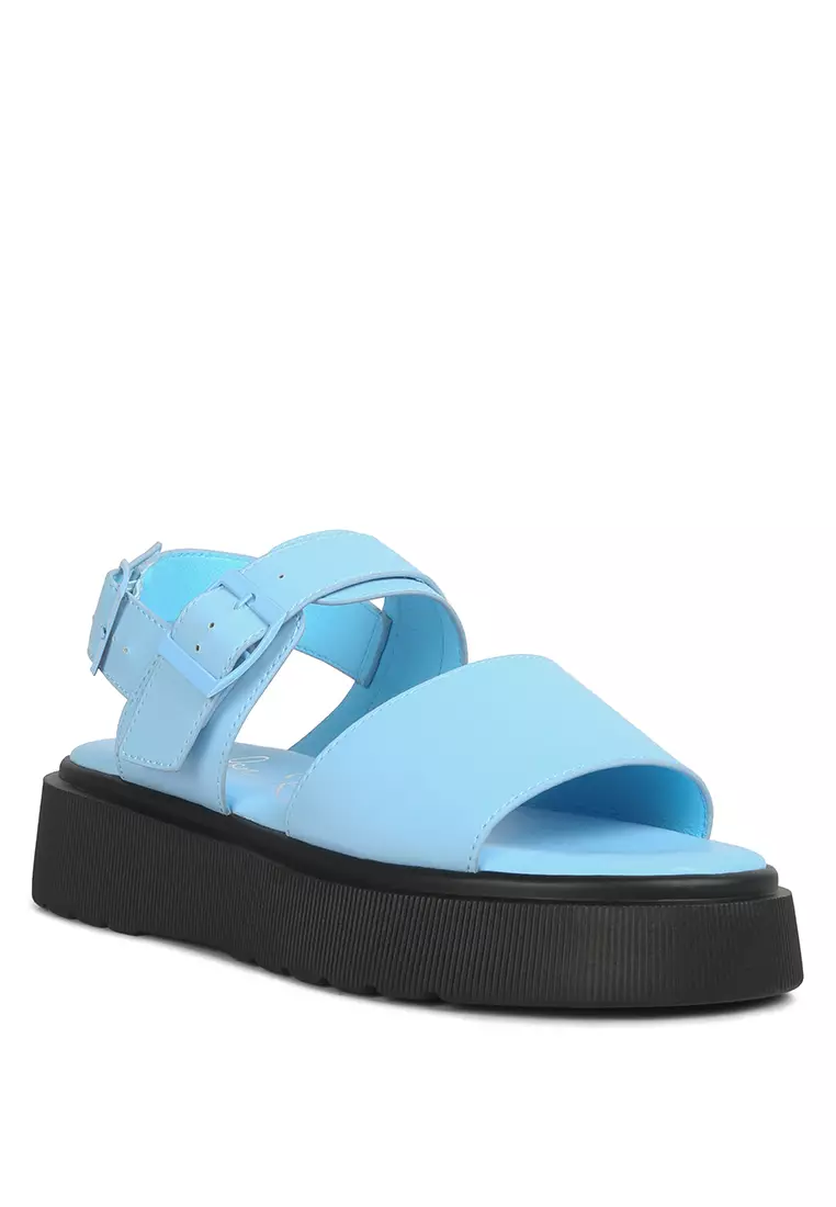 London Rag Blue Pin Buckle Platform Sandals