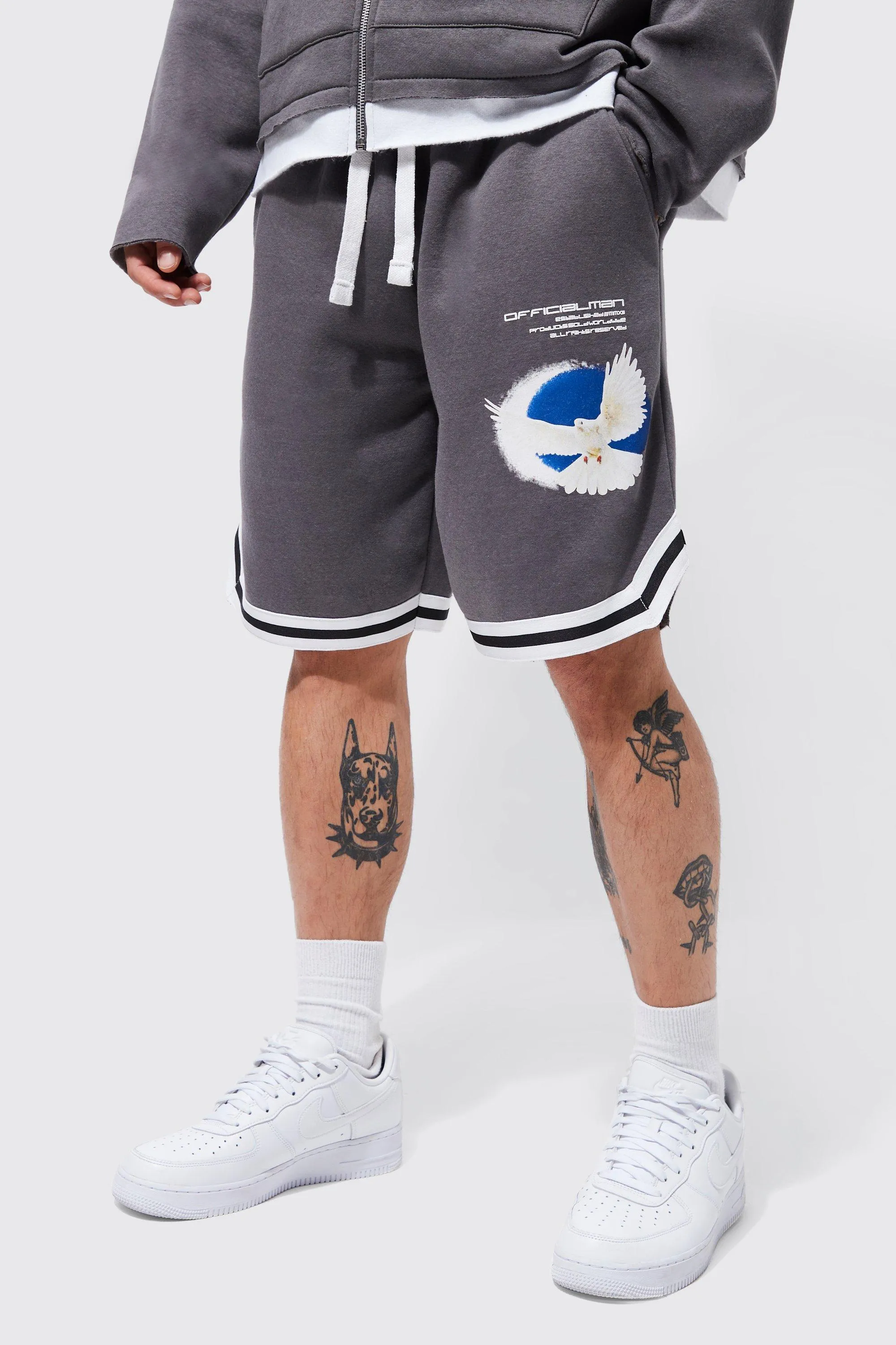 Long Drawrcord Graphic Basketball Short