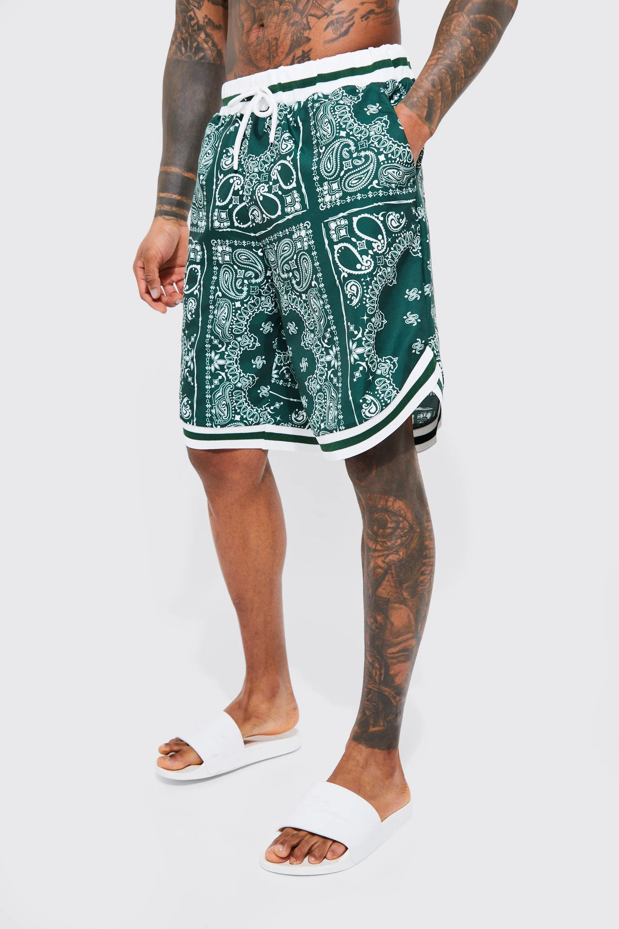 Long Length Bandana Basketball Swim Shorts