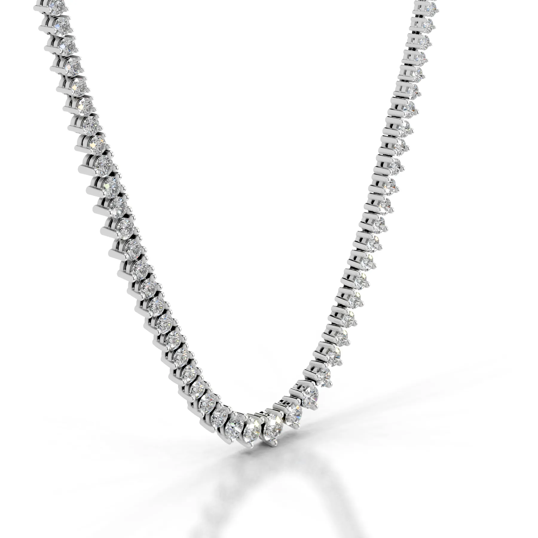 Lou Diamond Tennis Collier   (4 Carat) -18K White Gold