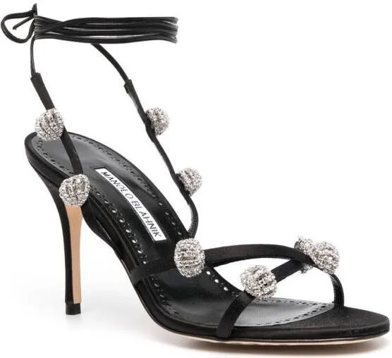 Manolo Blahnik Elsaka 100mm embellished sandals Black