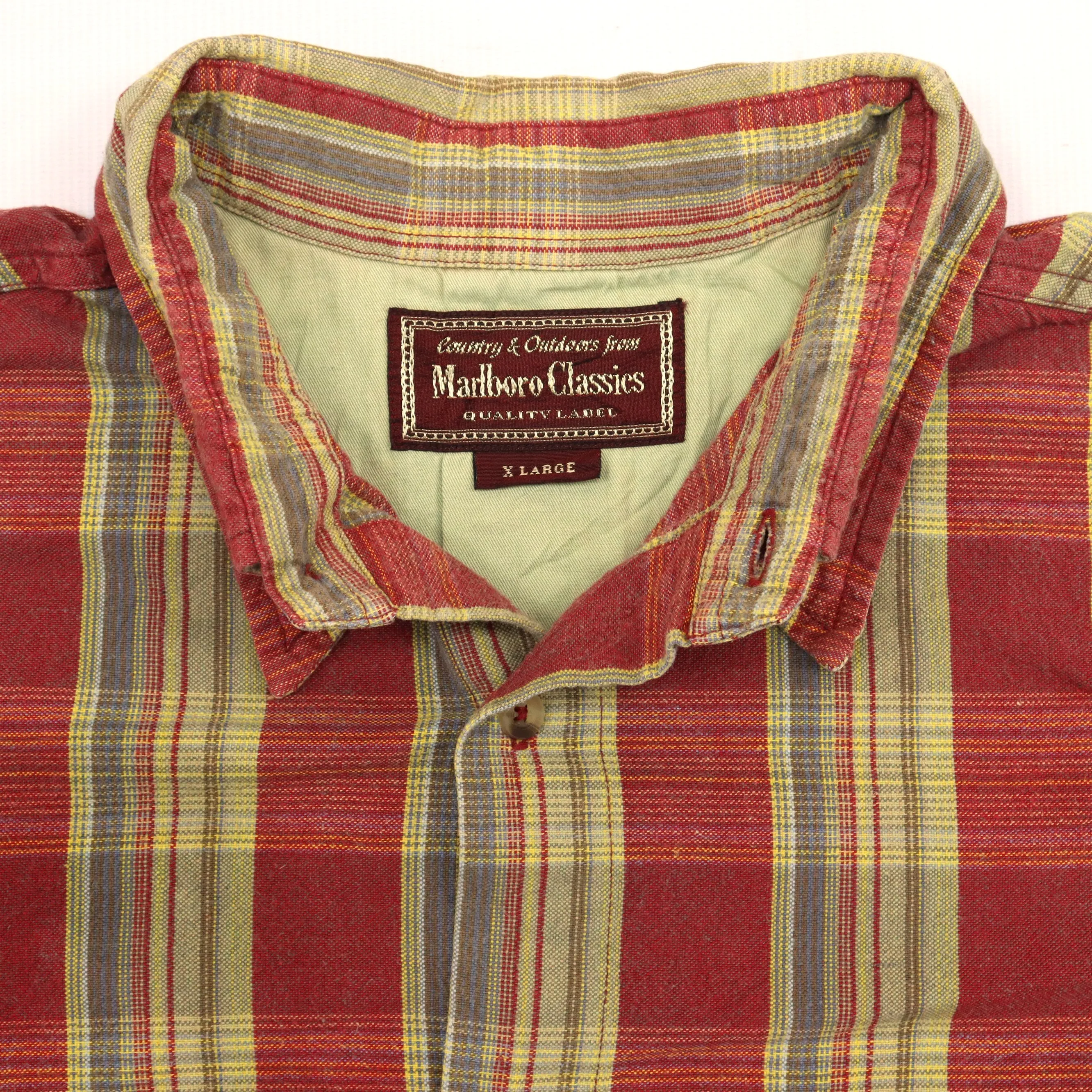 Marlboro Checkered Flannel Shirt Red Beige