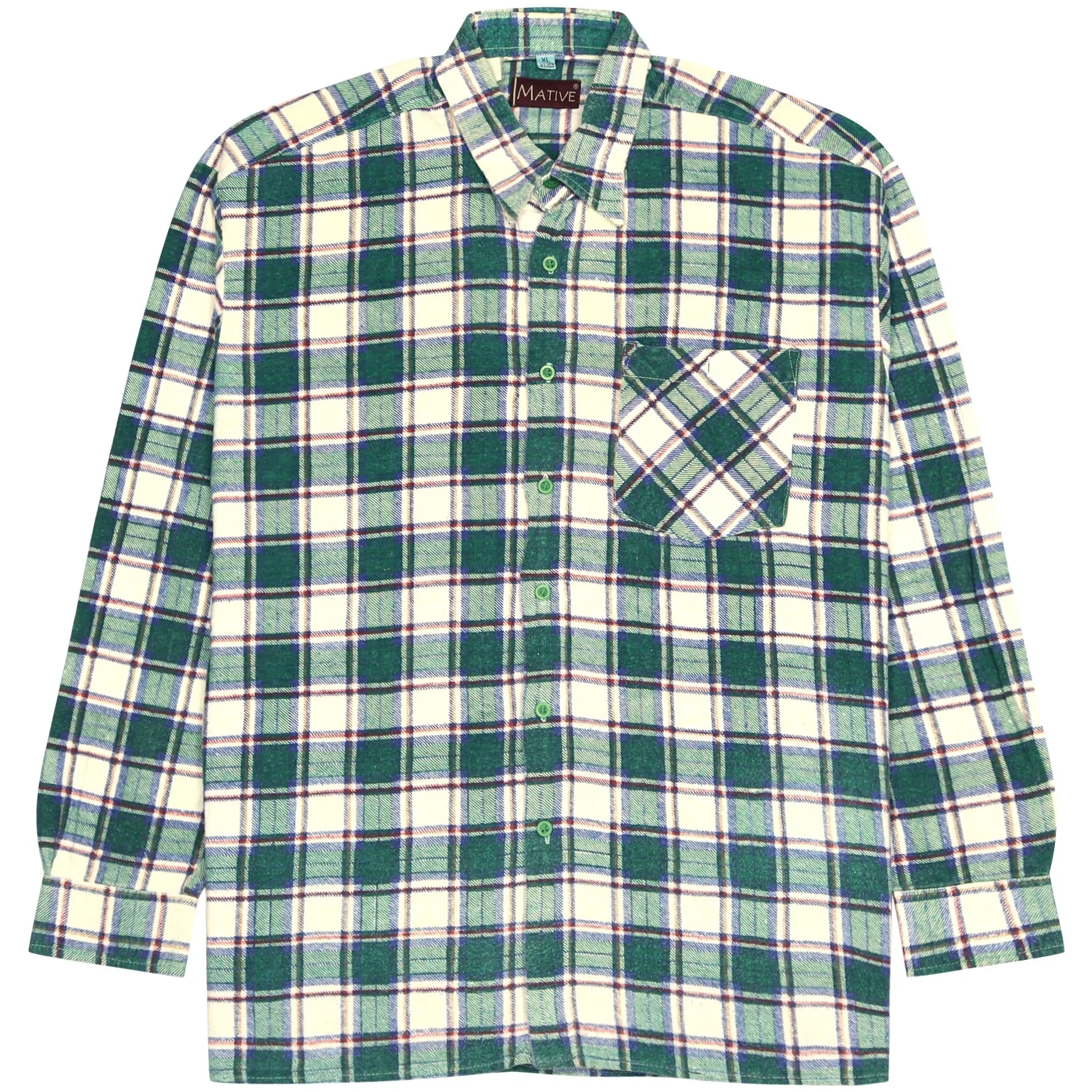 Mative Flannel Shirt Green Beige