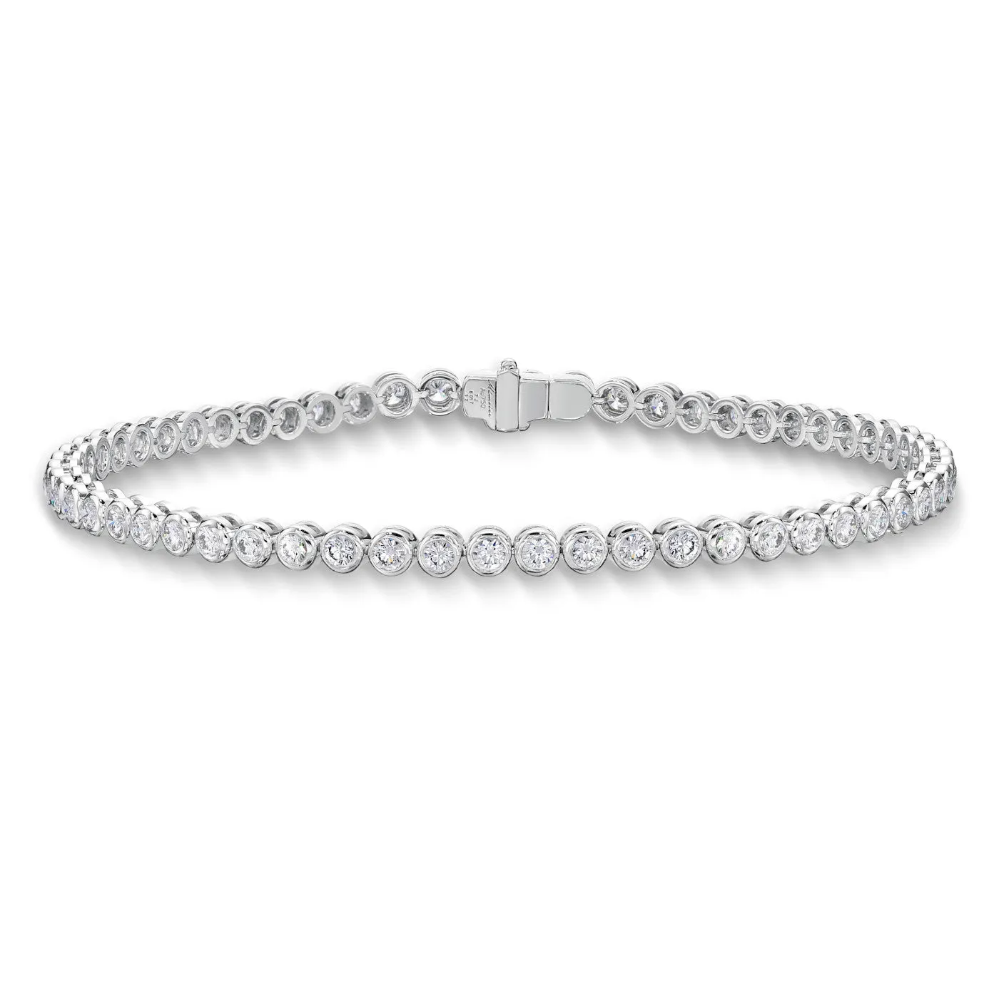 Memoire 18k White Gold Bezel Set Diamond Tennis Bracelet