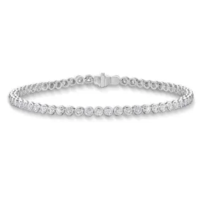 Memoire 18k White Gold Bezel Set Diamond Tennis Bracelet