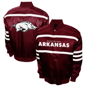 Men's Franchise Club Cardinal Arkansas Razorbacks 2nd Era Full-Snap Satin Jacket