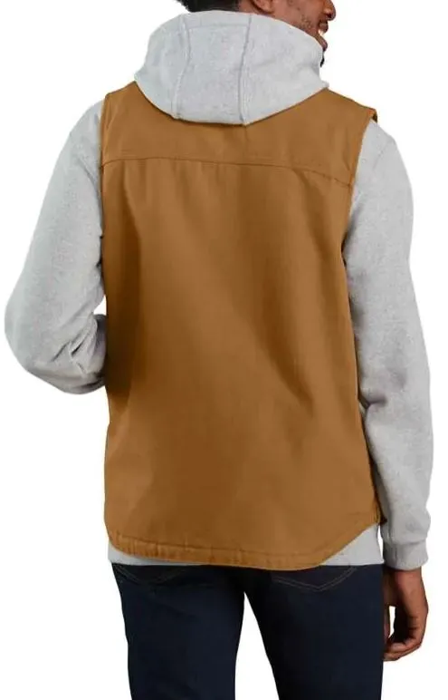 Men's Loose Fit Washed Duck Sherpa-Lined Mock-Neck Vest