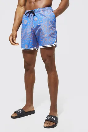 Mid Length Bandana Basketball Swim Shorts