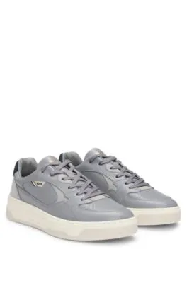 Mixed-leather trainers with layered upper