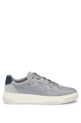 Mixed-leather trainers with layered upper