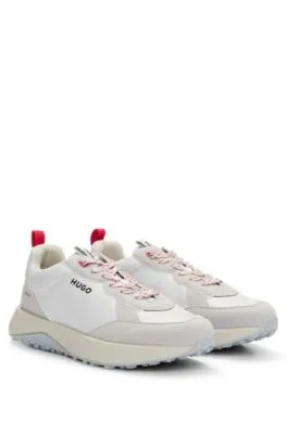 Mixed-material trainers with nappa leather