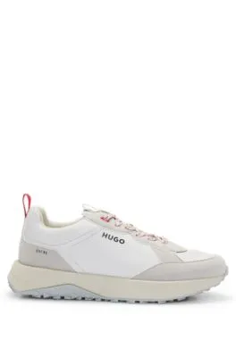 Mixed-material trainers with nappa leather