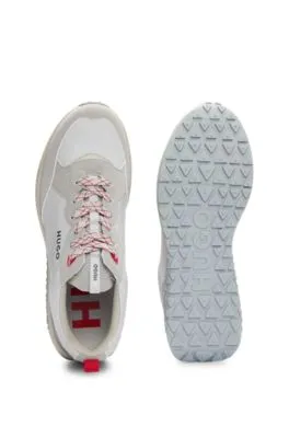 Mixed-material trainers with nappa leather