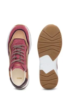 Mixed-material trainers with suede and faux leather