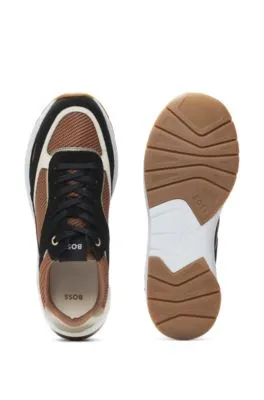 Mixed-material trainers with suede and mesh