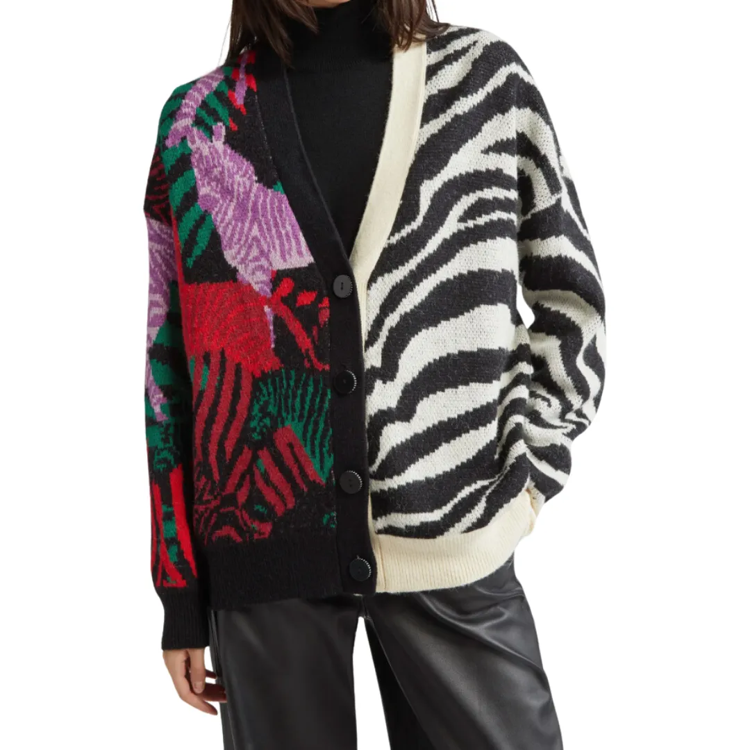 MIXED ZEBRA PRINT CARDIGAN