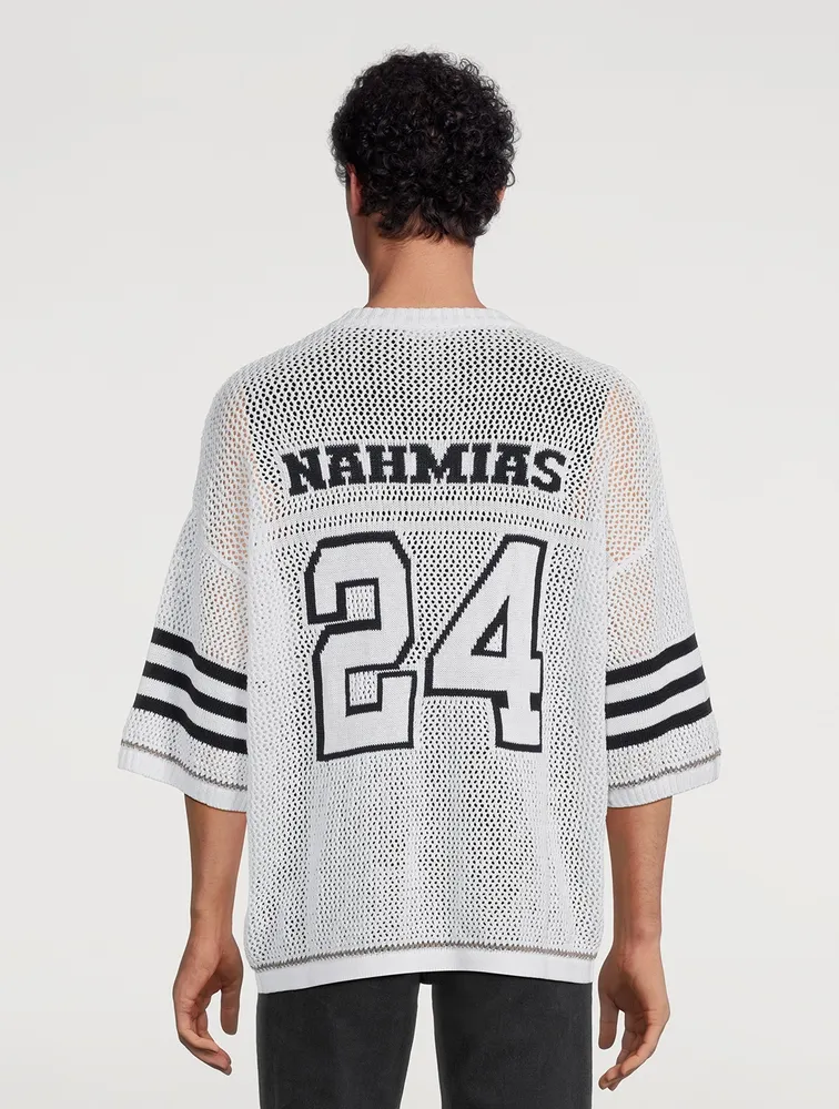 NAHMIAS Football Linen And Cotton Knit Shirt