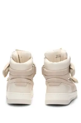 NAOMI x BOSS high-top trainers in leather and suede