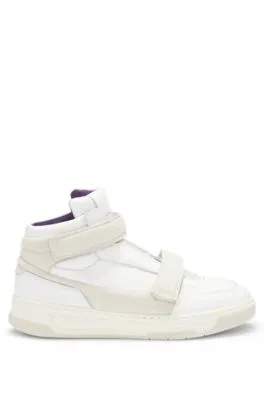 NAOMI x BOSS leather high-top trainers with riptape straps