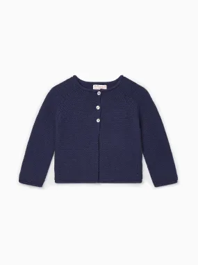 Navy Denia Merino Baby Cardigan