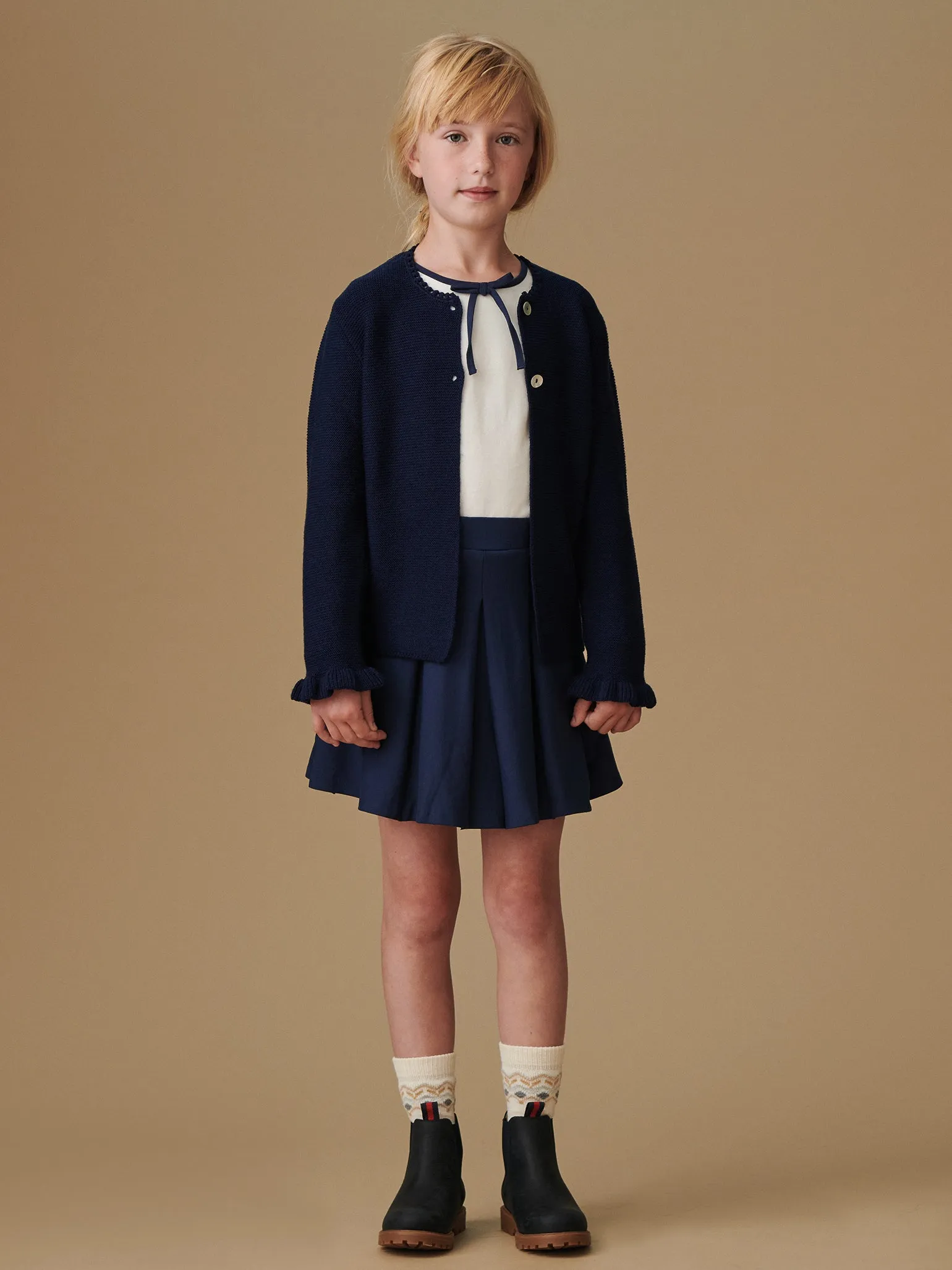 Navy Risa Merino Girl Cardigan