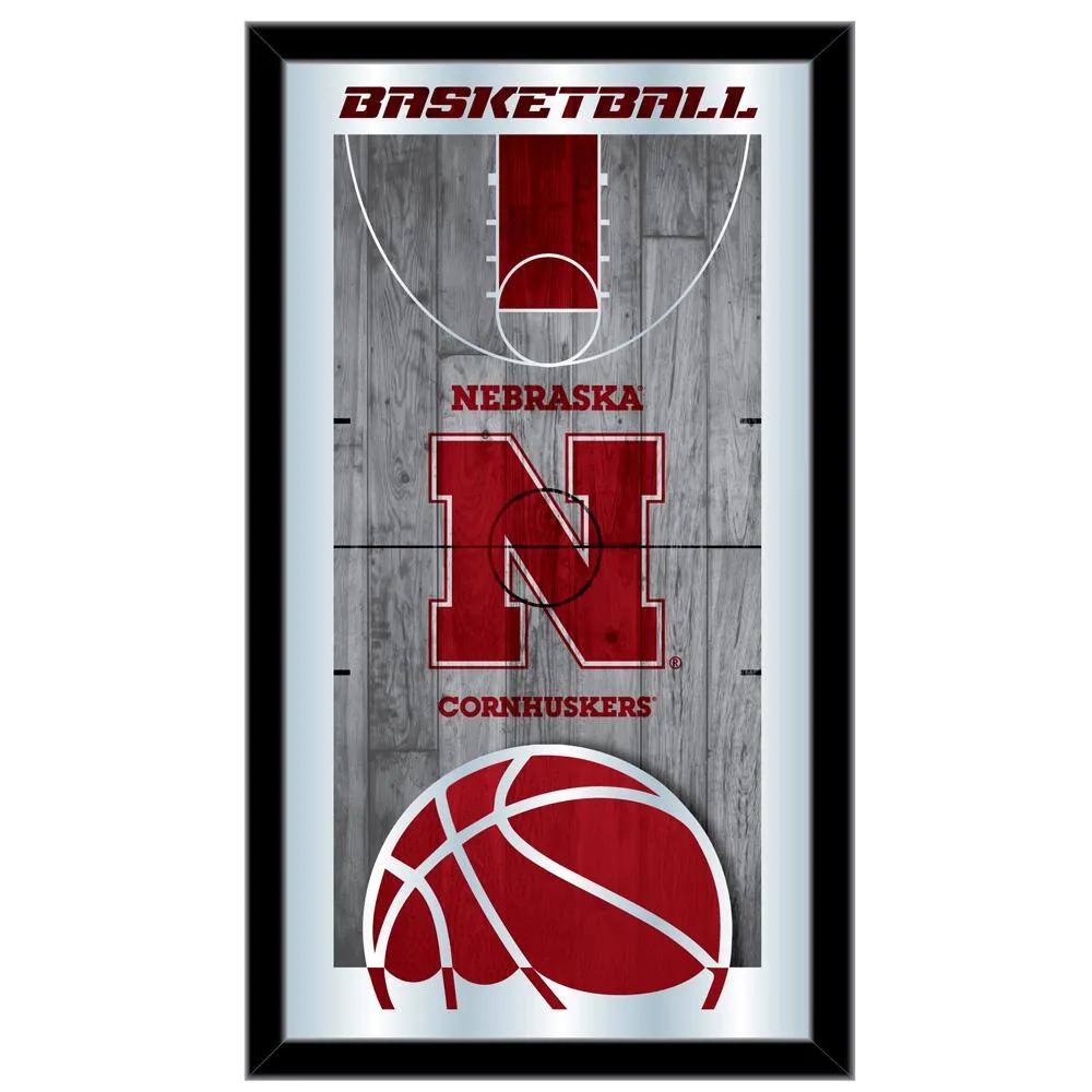 Nebraska Cornhuskers HBS Basketball Framed Hanging Glass Wall Mirror (26x15)