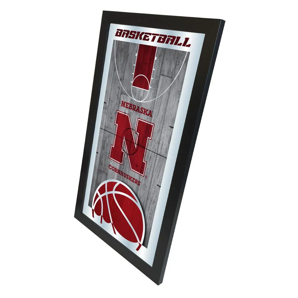 Nebraska Cornhuskers HBS Basketball Framed Hanging Glass Wall Mirror (26x15)