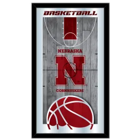 Nebraska Cornhuskers HBS Basketball Framed Hanging Glass Wall Mirror (26x15)