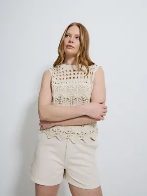 Neutral Crochet Scallop Edge Vest | Women | George at ASDA