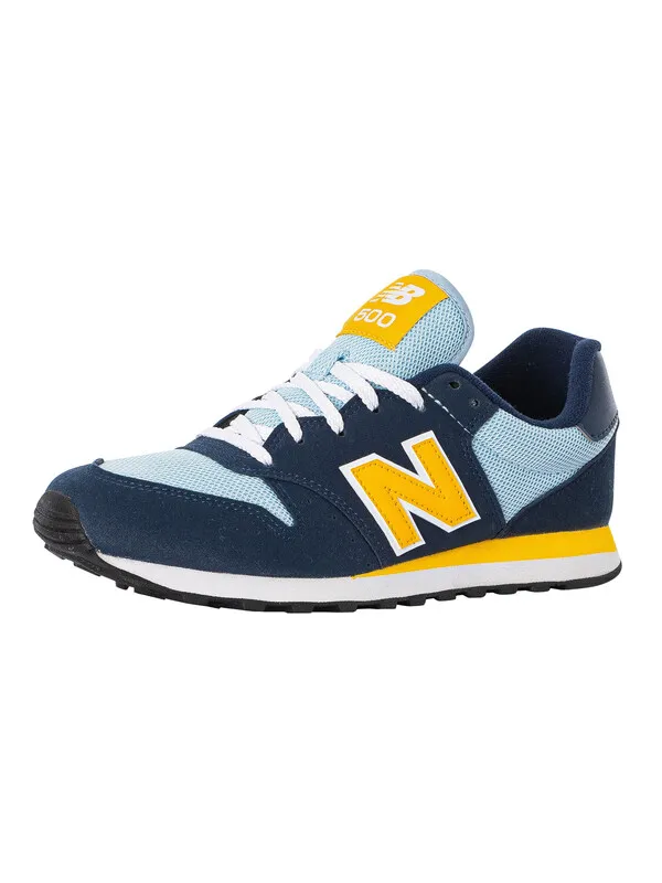 New Balance 500 Suede Trainers - Navy/Light Chrome Blue