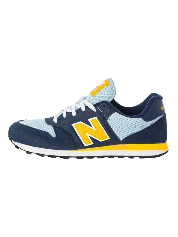 New Balance 500 Suede Trainers - Navy/Light Chrome Blue