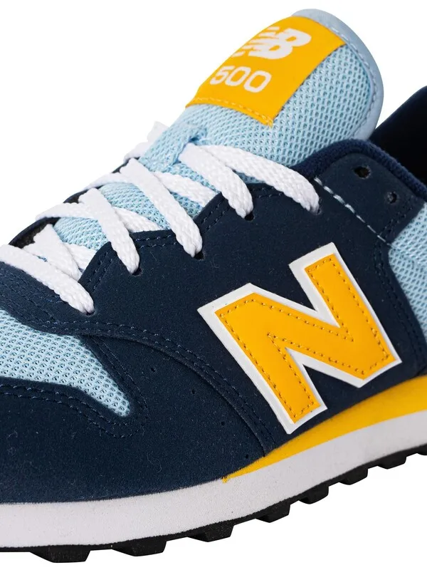 New Balance 500 Suede Trainers - Navy/Light Chrome Blue