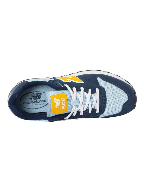 New Balance 500 Suede Trainers - Navy/Light Chrome Blue