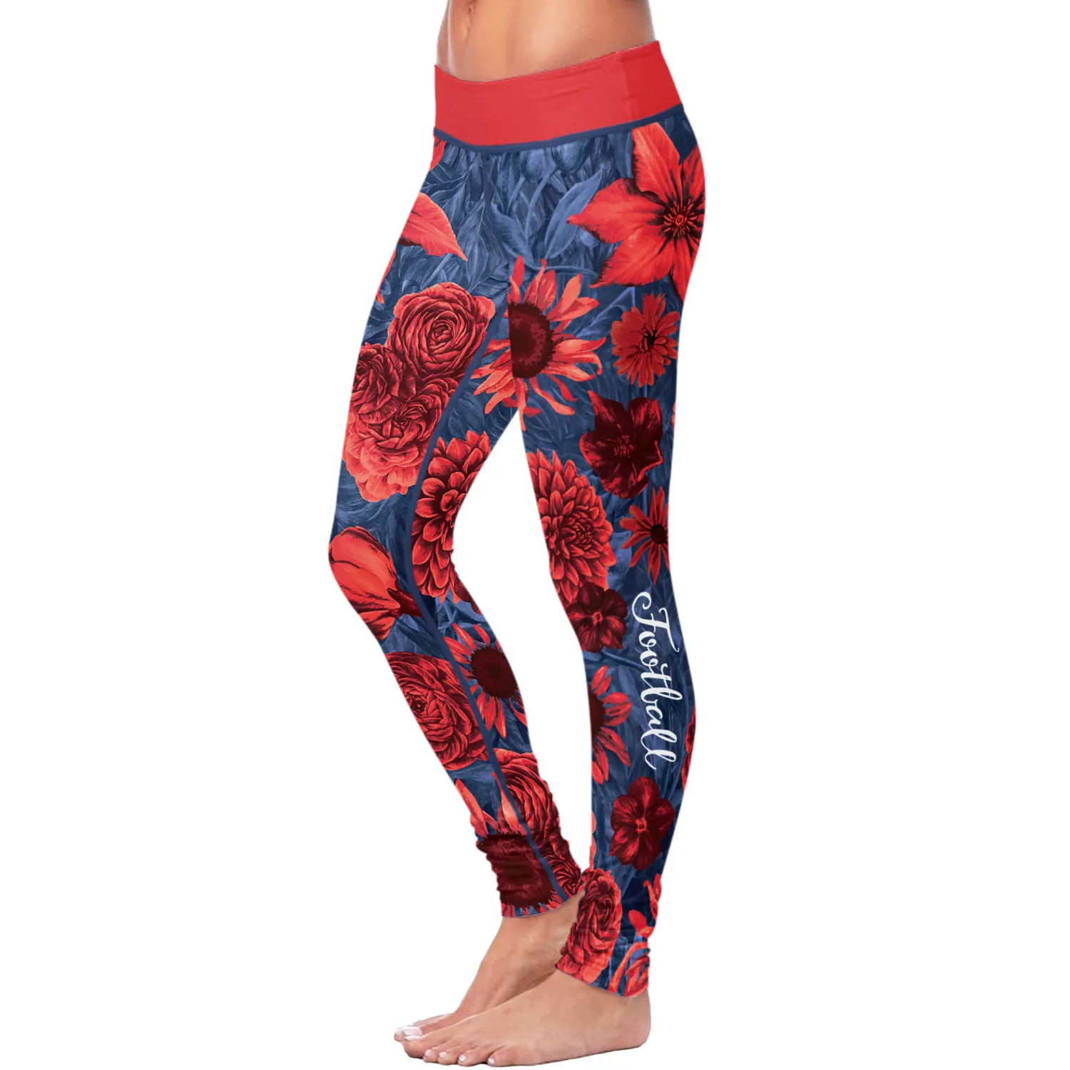 New England Flower Football Leggings