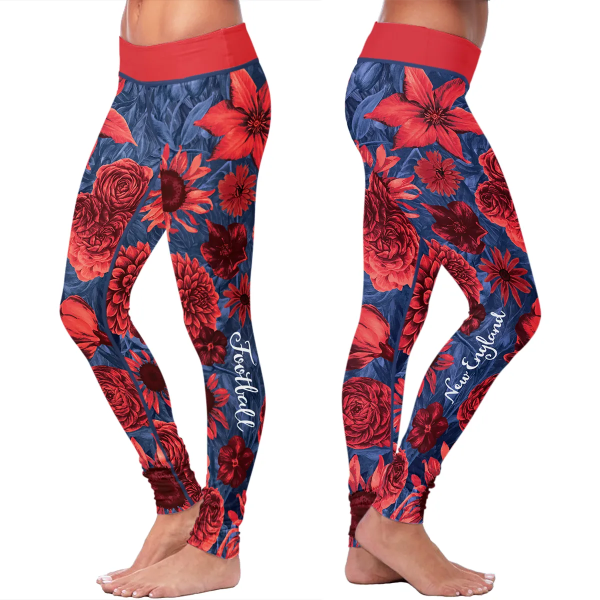 New England Flower Football Leggings