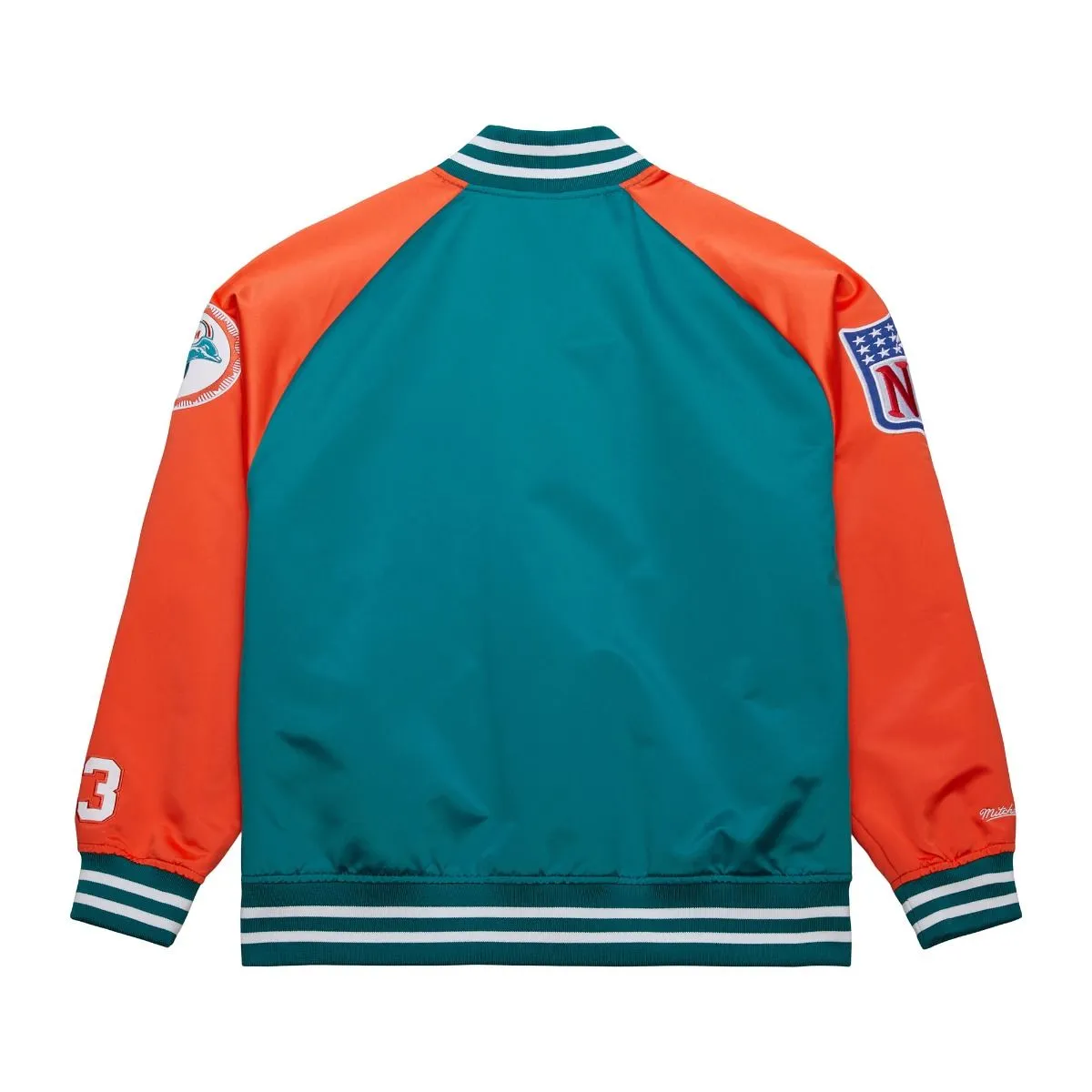 NFL Name & Number Lightweight Satin Jacket Vintage Logo Miami Dolphins Dan Marino