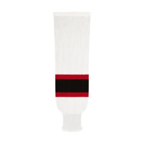 NHL Pattern 9800 Knit Hockey Socks: New Jersey Devils White