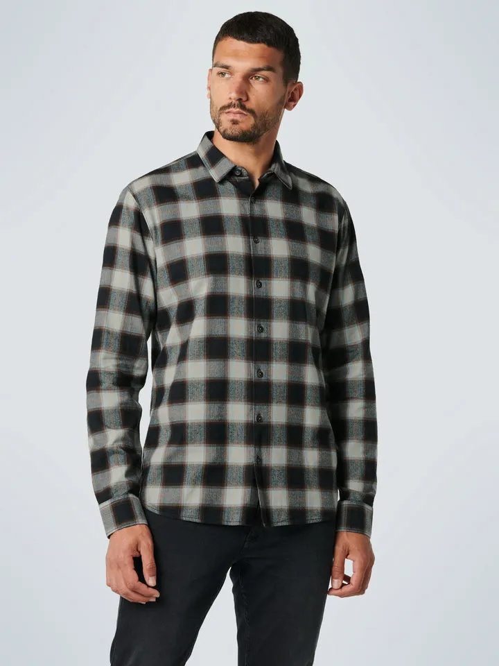 No Excess Flannel Check Long Sleeve Stretch Shirt