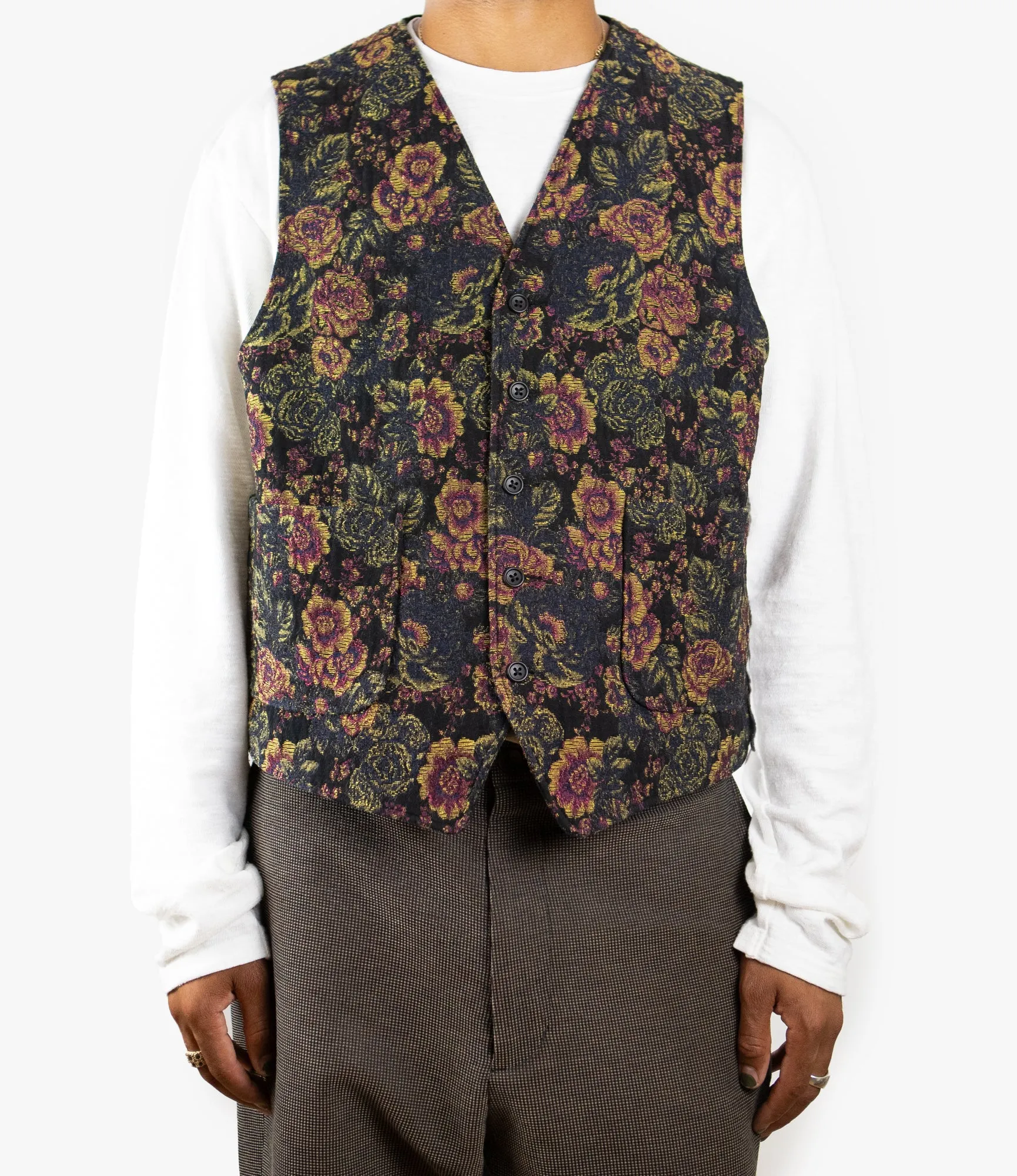 ODD Vest – Black/Gold Floral Jacquard Poly Cotton