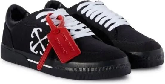 Off-White Vulcanized contrasting-tag canvas sneakers Black