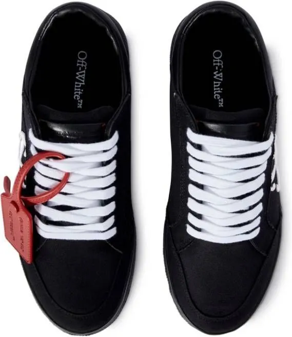 Off-White Vulcanized contrasting-tag canvas sneakers Black