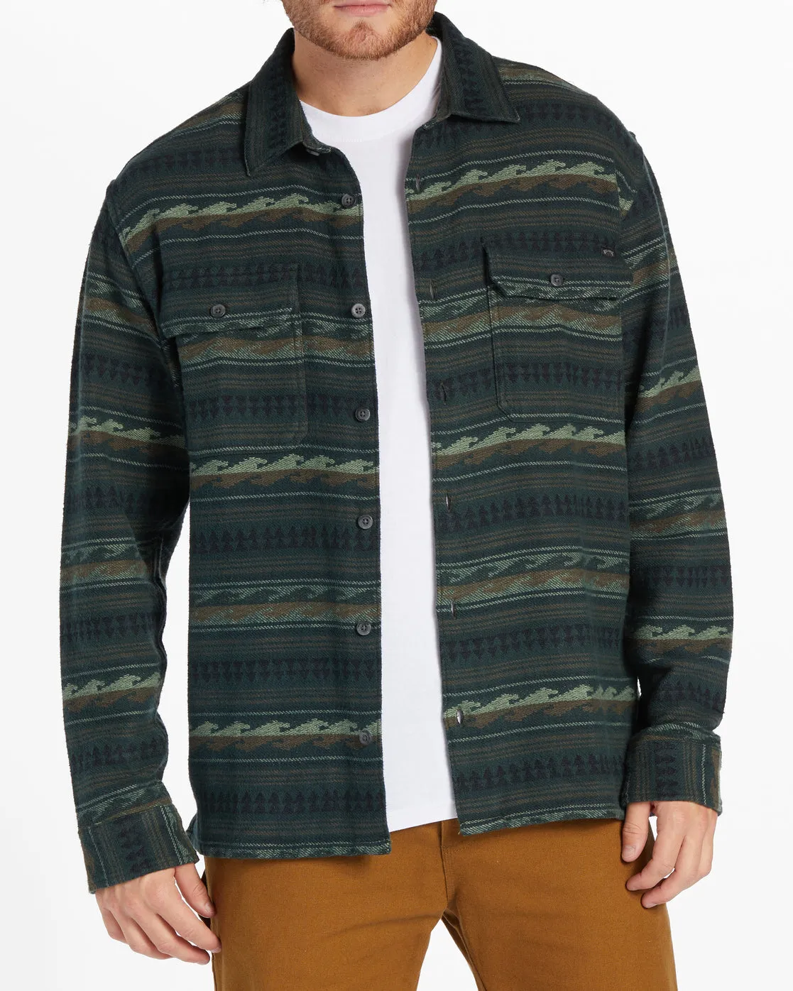 Offshore Jacquard Flannel Long Sleeve Shirt - Dark Forest