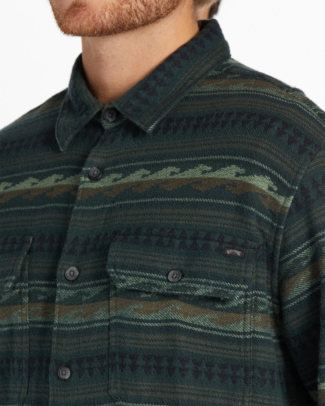 Offshore Jacquard Flannel Long Sleeve Shirt - Dark Forest